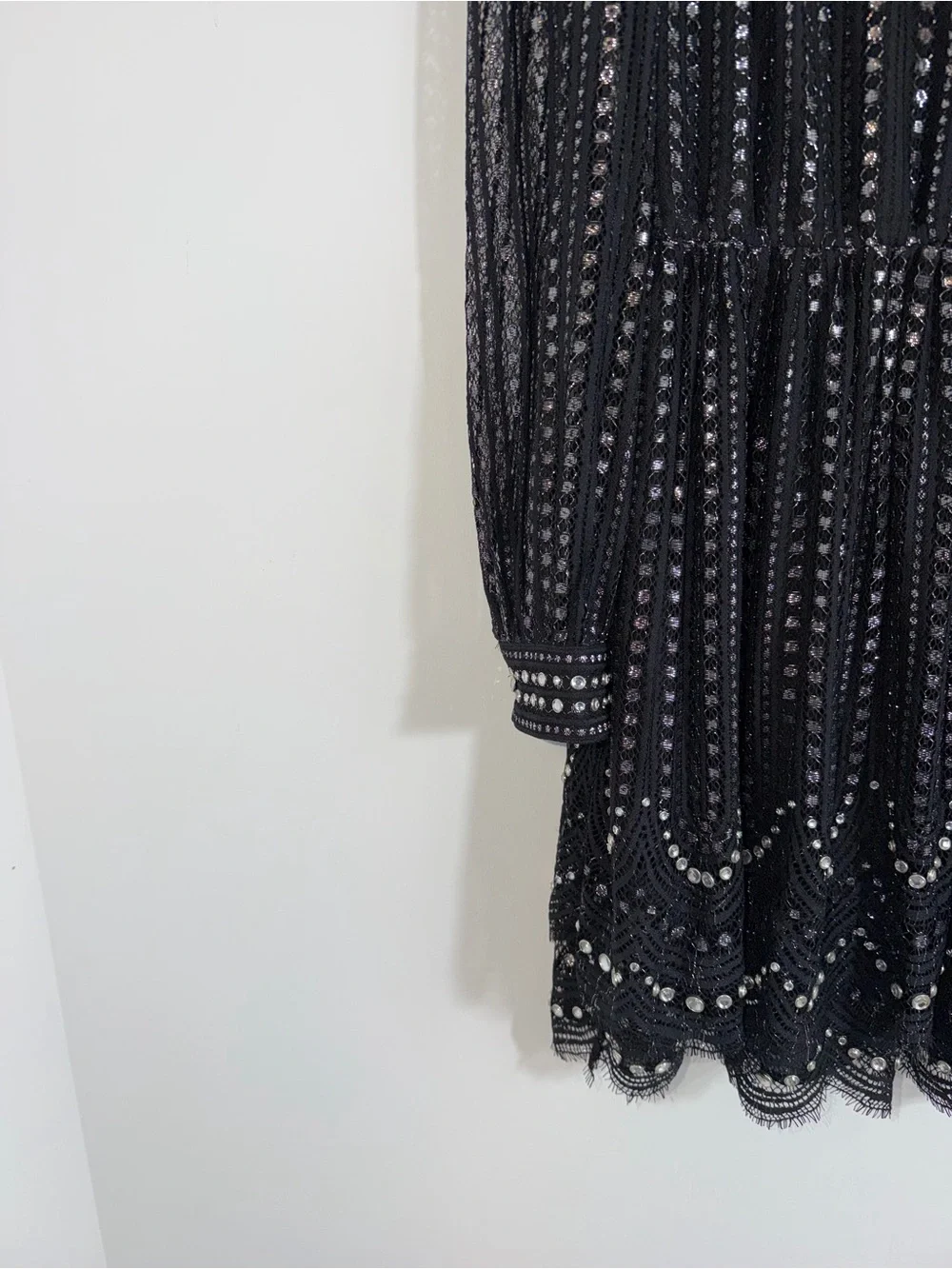 Michael Kors black embellished mock neck dress size medium